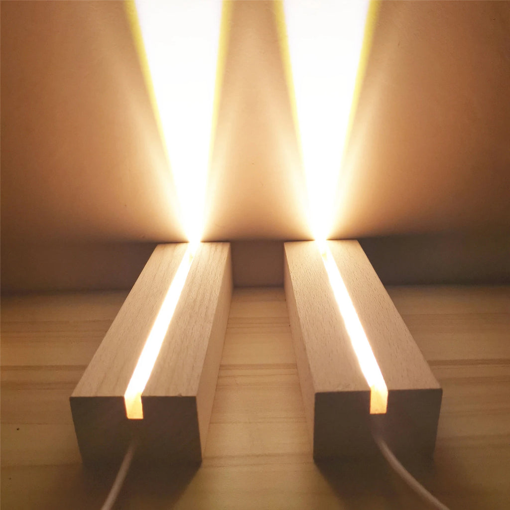 LED Wooden Light Base for Crystal, Acrylic & Resin Art – USB LED Display Base Nixie