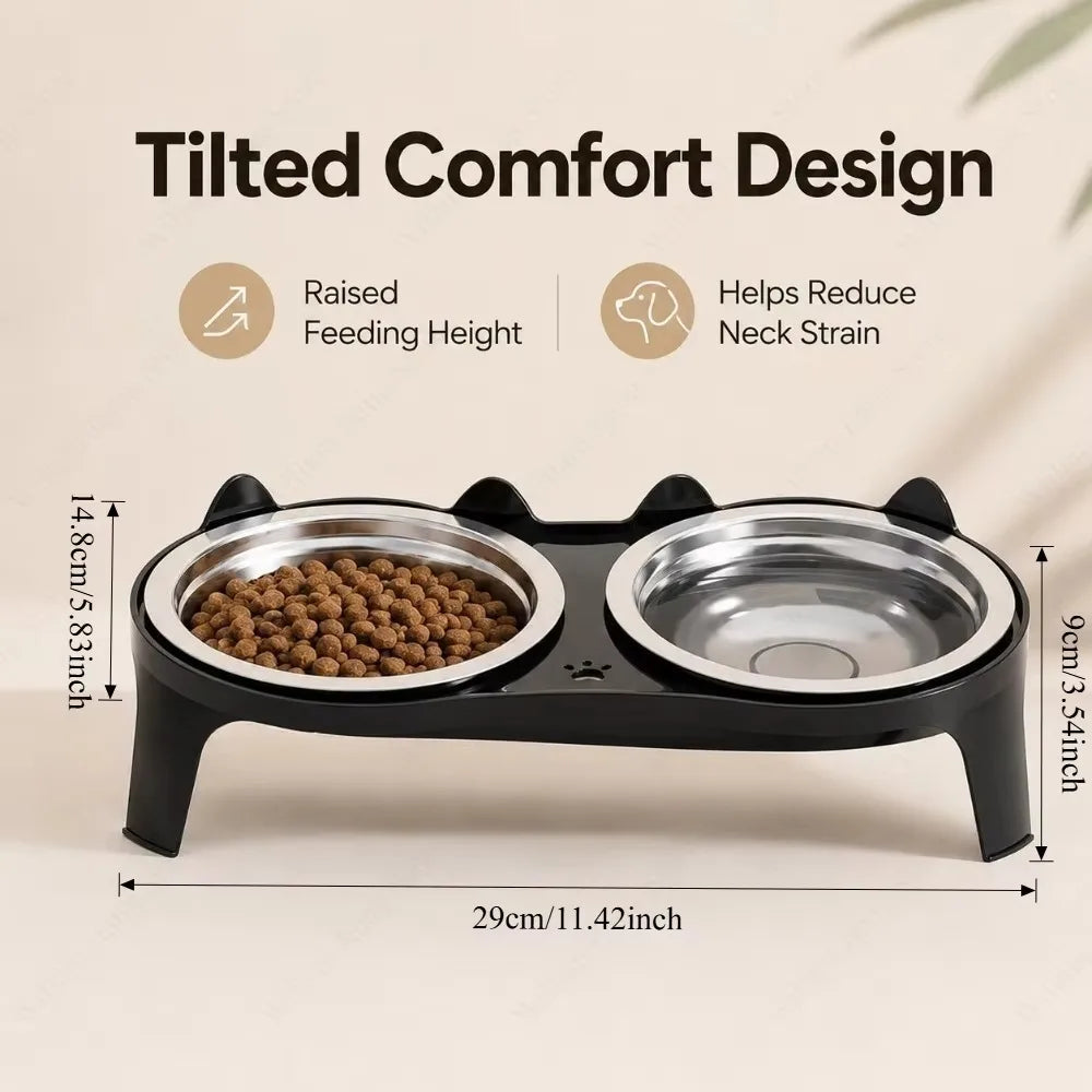 Stainless Steel Anti-Tip Pet Bowl for Cats & Small Dogs