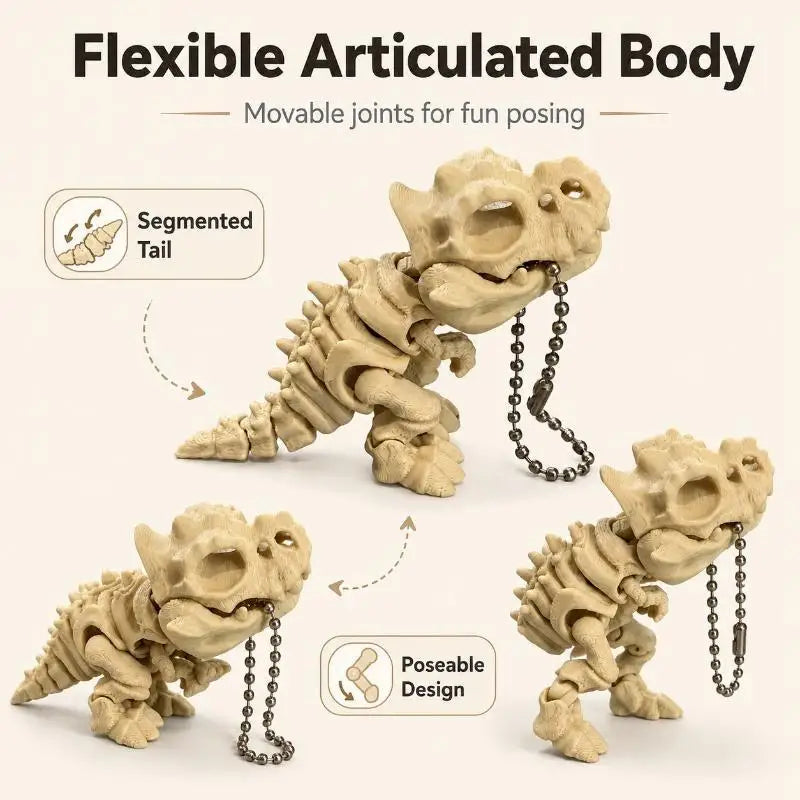 Articulated Dinosaur Skeleton Ornament – Movable Joints Desk Decor