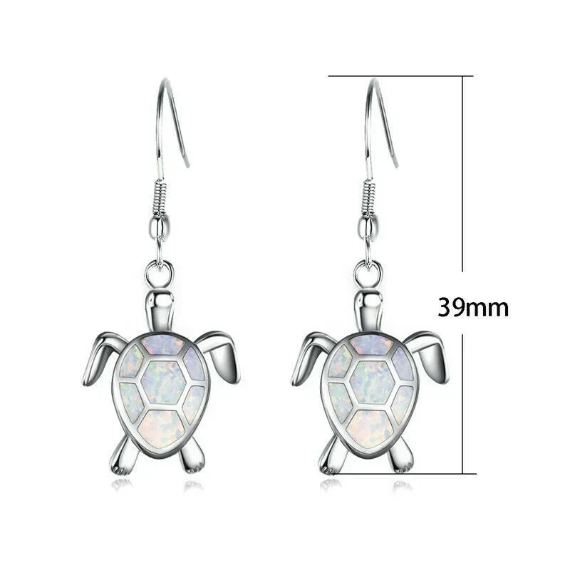 Turtle Hook Drop Earrings – Opal Glass & Rhinestone | Nixie Fashion Drop Earrings Nixie