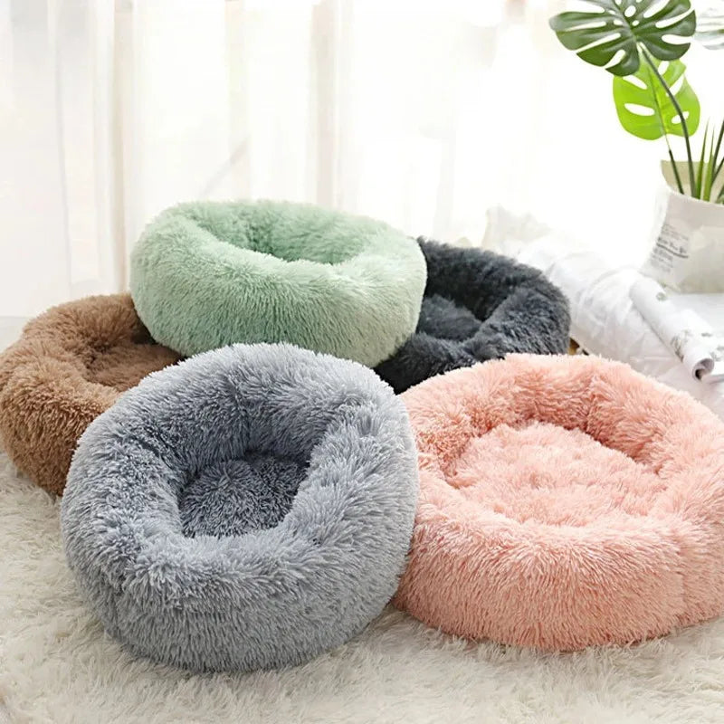 Donut Pet Bed – Plush Faux Fur Calming Bed for Cats & Dogs Calming Pet Bed Nixie