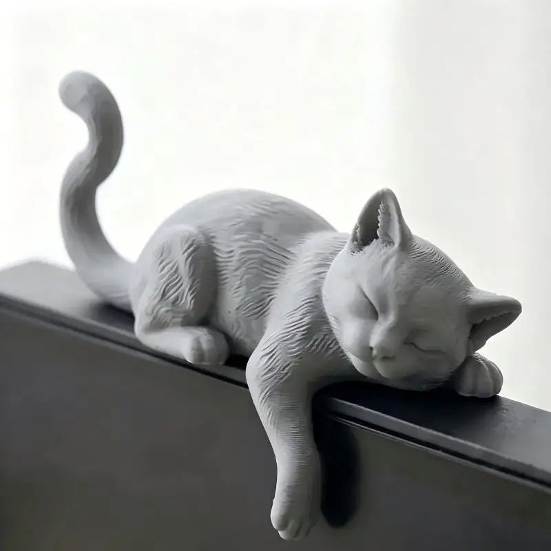 3D Printed Lazy Cat Monitor Edge Ornament | Desktop Decor Desktop Cat Ornament Nixie Default Title