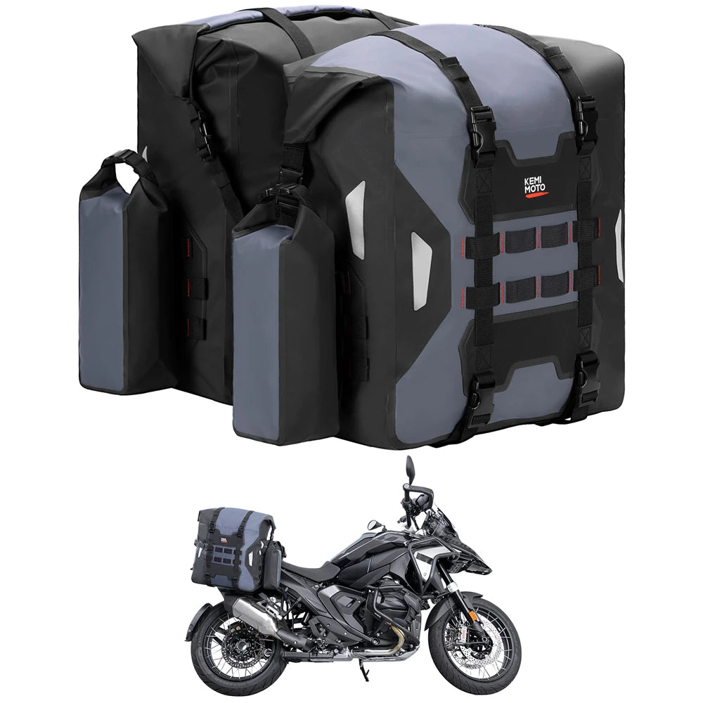 KEMIMOTO Waterproof Motorcycle Saddlebags 30L/52L Side Panniers Motorcycle Saddlebags Nixie 52L Side Bag