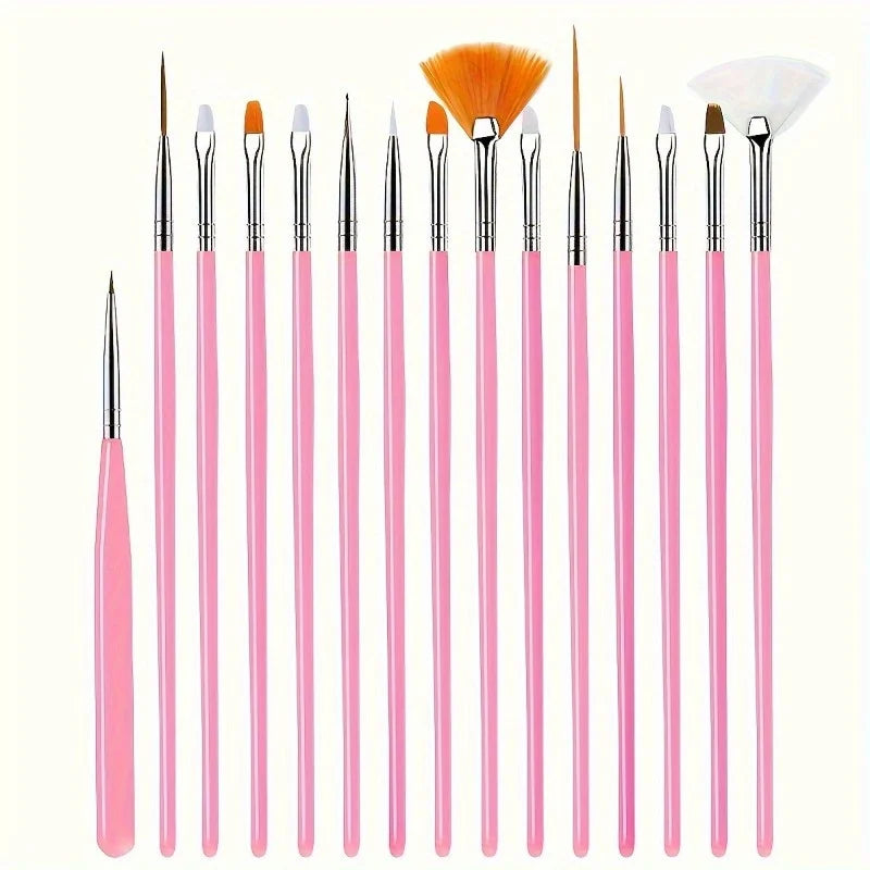 15pc Fine Detail Paint Brush Set – Acrylic, Oil & Watercolor Detail Paint Brushes Nixie Pink