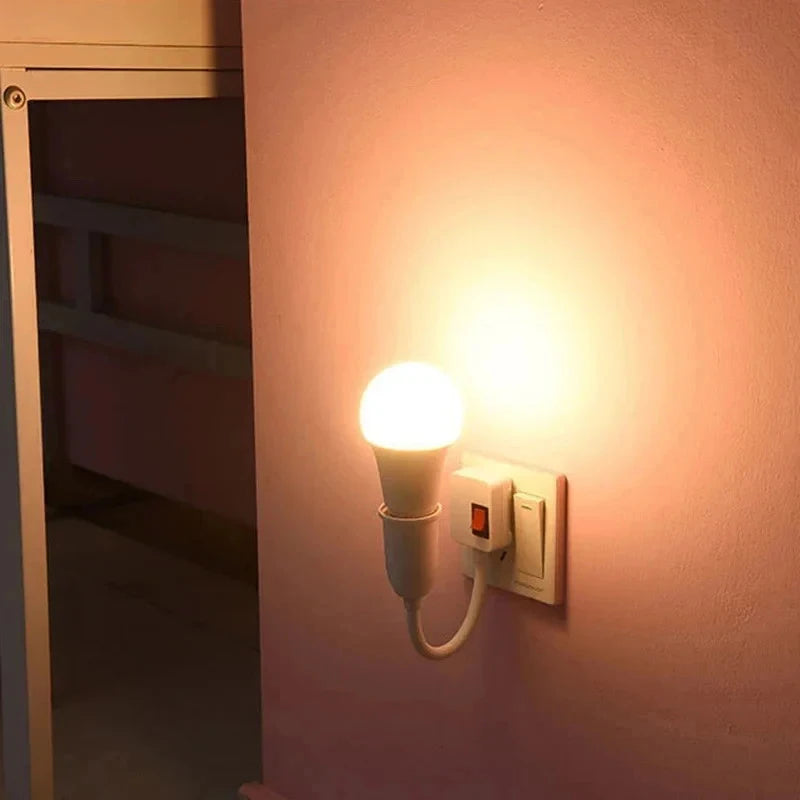 E27 Plug-In Swivel Bulb Holder with Switch & Flexible Hose EU Plug Plug-In Lamp Holder Nixie
