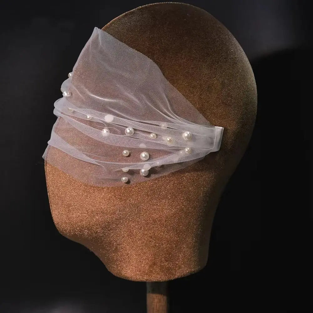 Handmade Pearl Bridal Veil – Short Soft Tulle Blusher Veil Bridal Veil Nixie