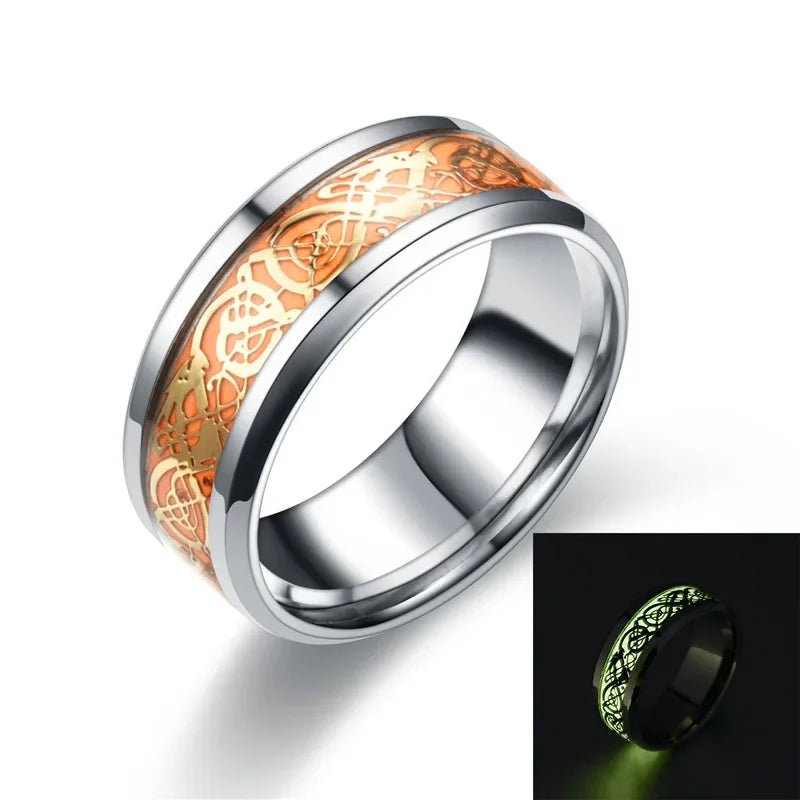 Stainless Steel Dragon Luminous Ring – Glow in the Dark Luminous Fashion Ring Nixie