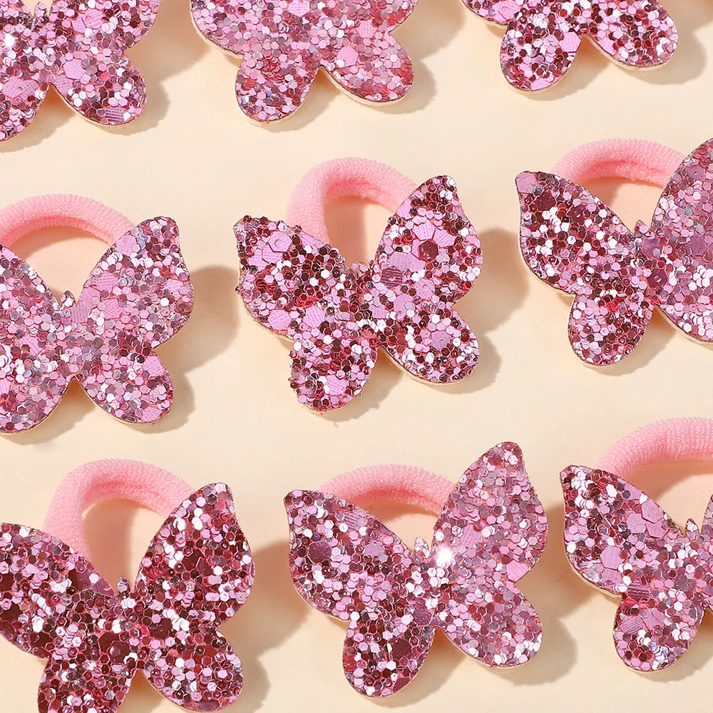 20pcs Glitter Butterfly Bow Elastic Hair Bands for Girls Girls Hair Accessories Nixie