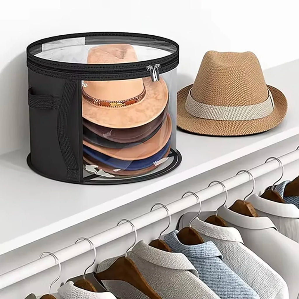 Large Foldable Hat Storage Box – Dustproof & Transparent