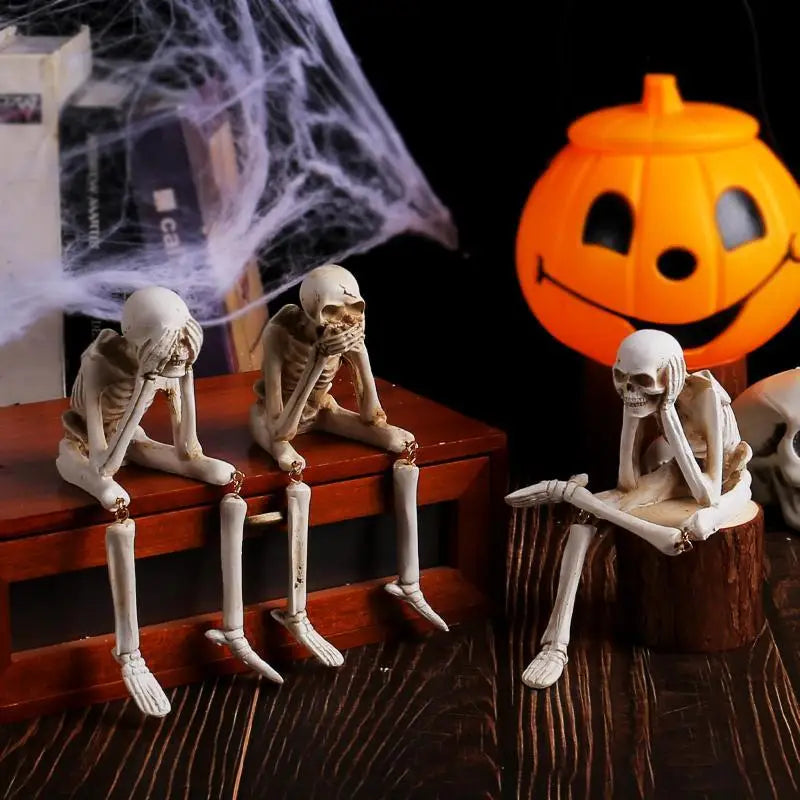 3-Pc See Hear Speak No Evil Skeleton Figurines | Halloween Decor Halloween Figurines Nixie