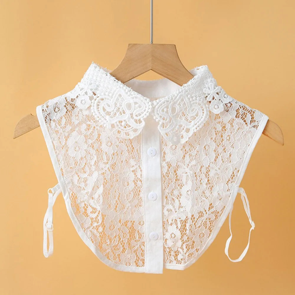 Lace Detachable False Collar for Women – White & Black Detachable Lace Collar Nixie White 1