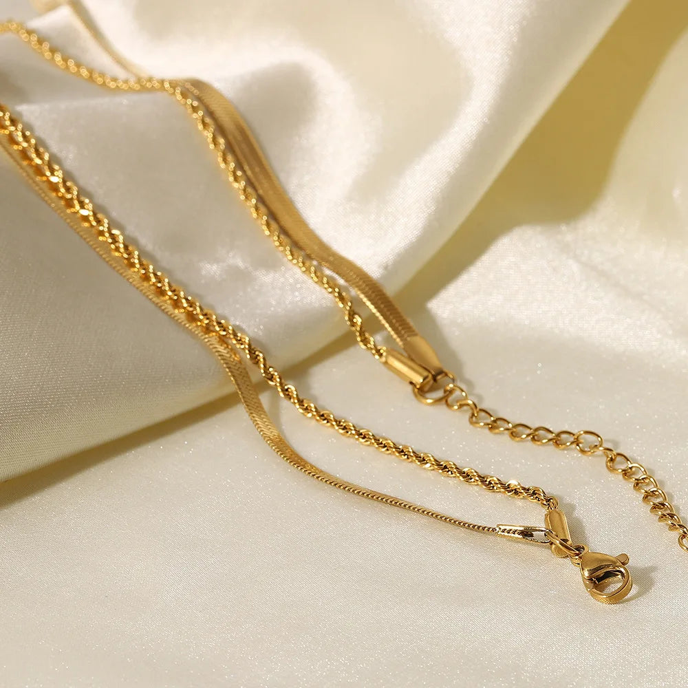 Layered Choker Necklace Women – Gold Stainless Steel Chain Choker Necklace Nixie
