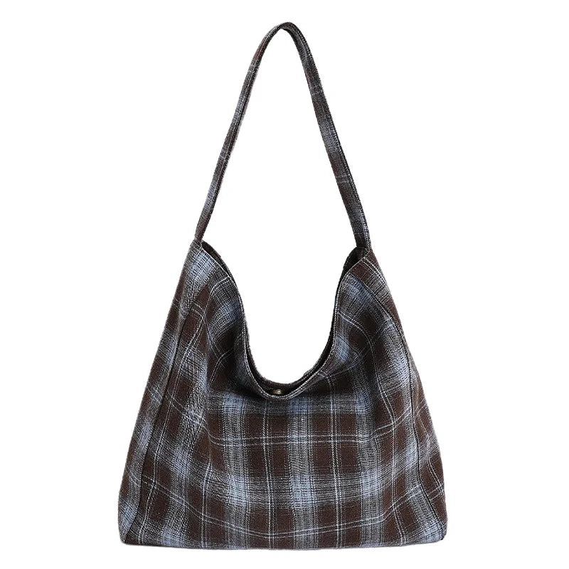 Women's Large Tote Bag – Plaid Casual Shoulder Commuter Bag Tote Shoulder Bag Nixie