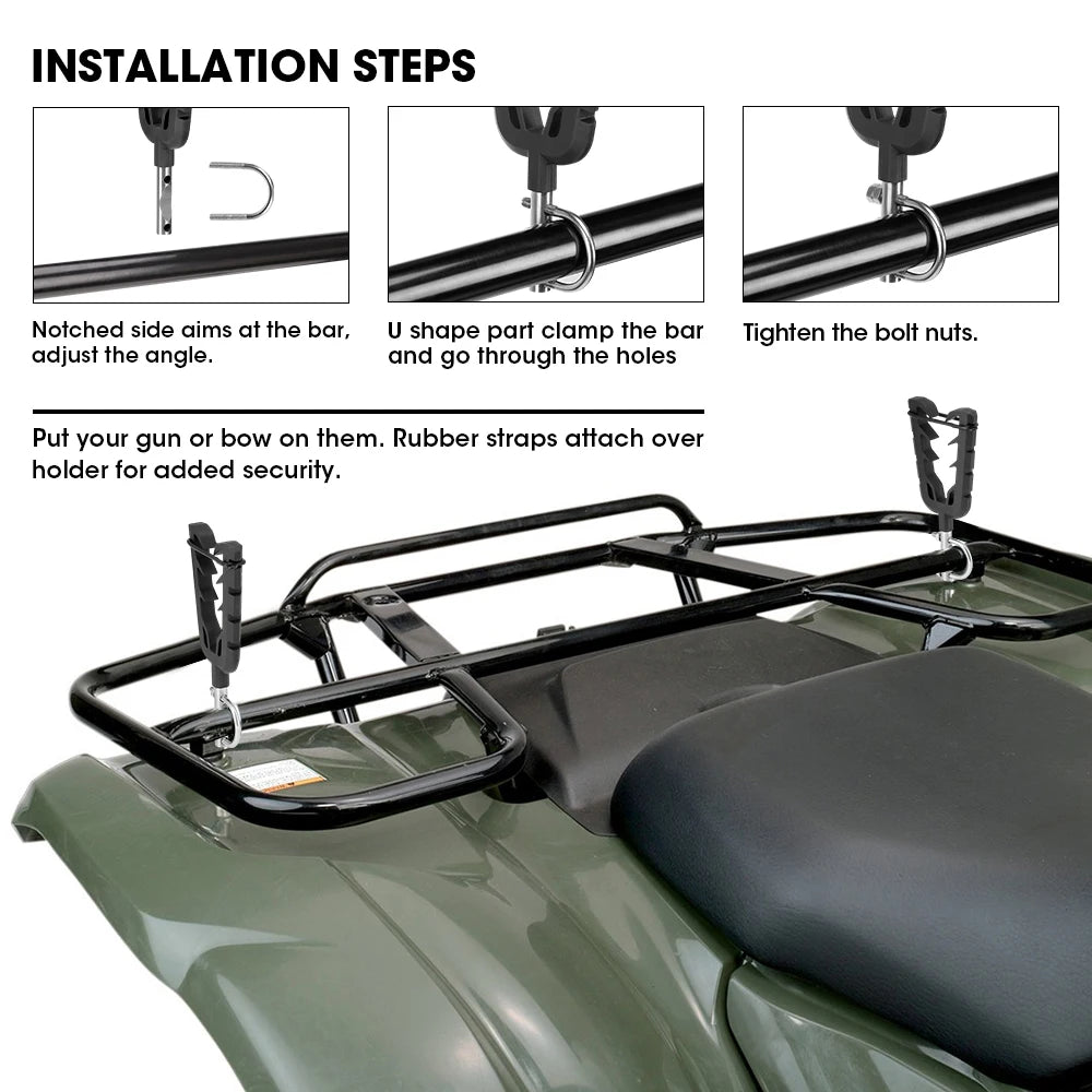 ATV UTV Gun & Tool Rack Mount with Rubber Straps | 0.8–1.3" Bar ATV Tool Rack Mount Nixie