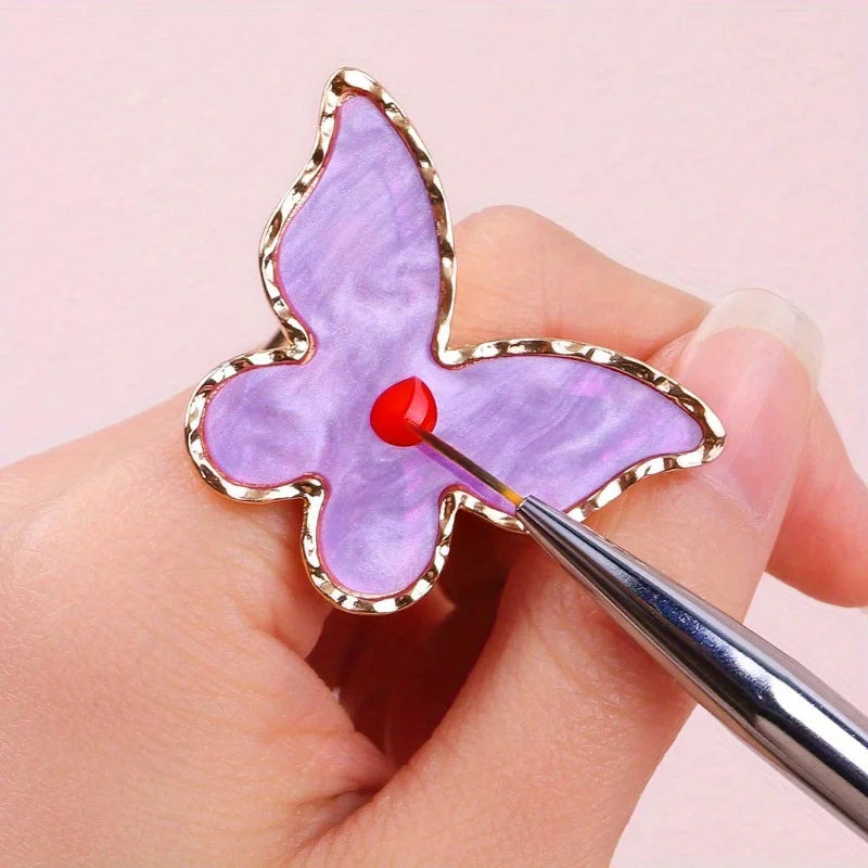 Resin Amber Butterfly Nail Art Palette Ring | Color Mixing Tool Nail Art Palette Nixie