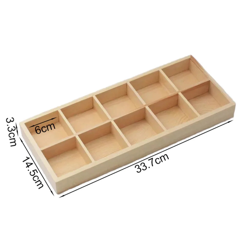 Multi-Grid Wood Succulent Tray & Desktop Organizer Holder Wood Planter Tray Nixie 6-6cm-10grids