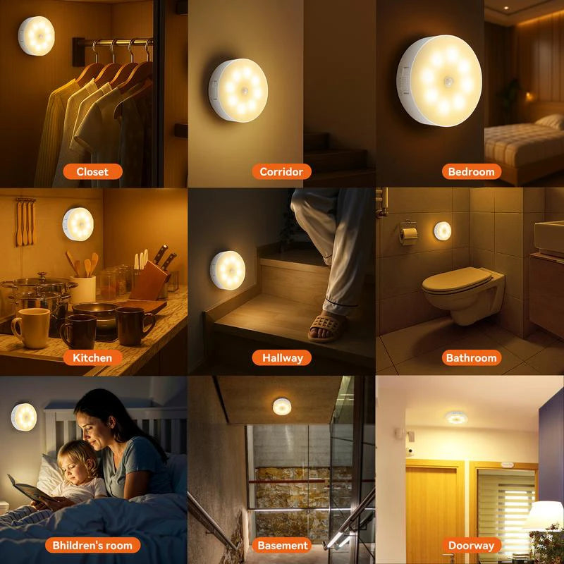 LED Motion Sensor Night Light – Rechargeable Wireless Lamp