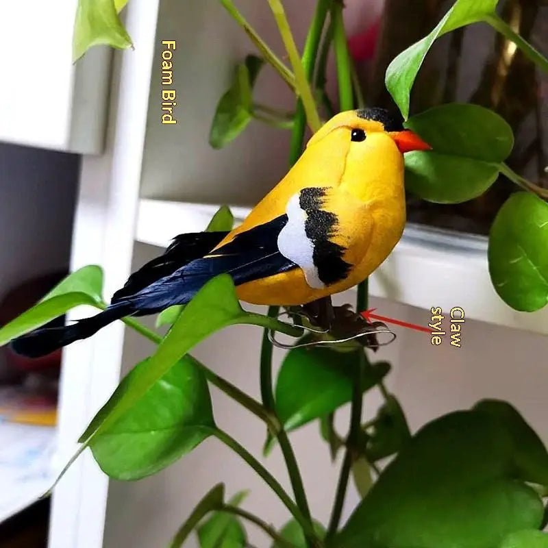 Artificial Golden Oriole Bird Clip – Realistic Feather Decor Decorative Bird Clip Nixie