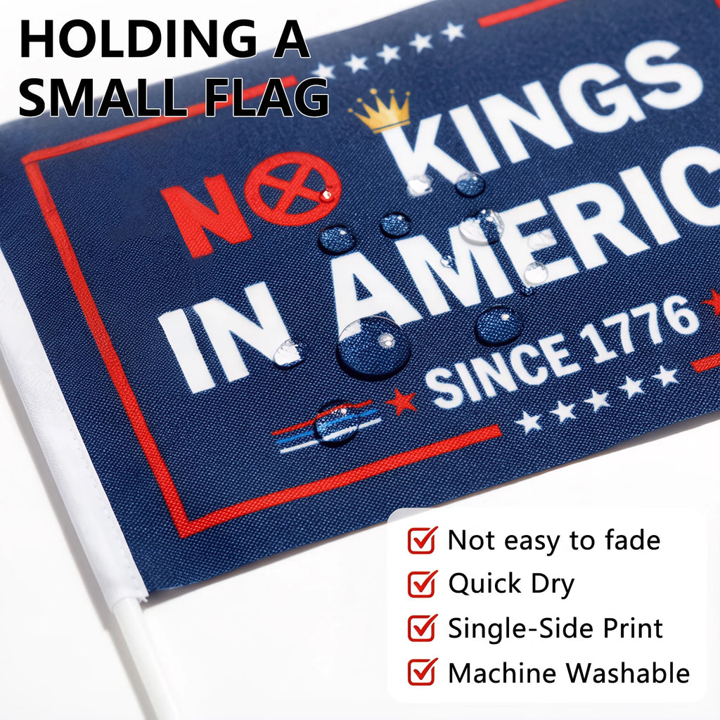 20Pcs No Kings In America 1776 Handheld Flags on Sticks