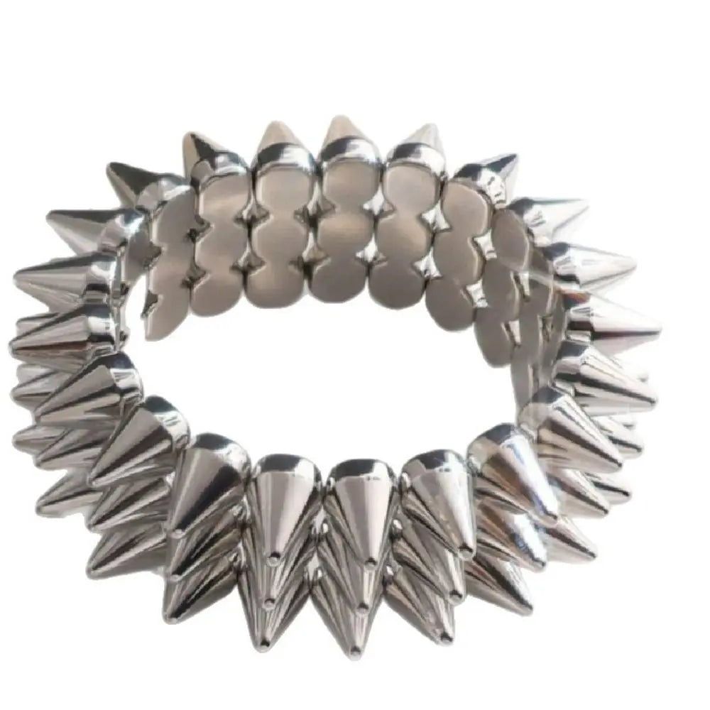 Triple Layer Spiked Y2K Punk Bangle – Chunky Wide Bracelet