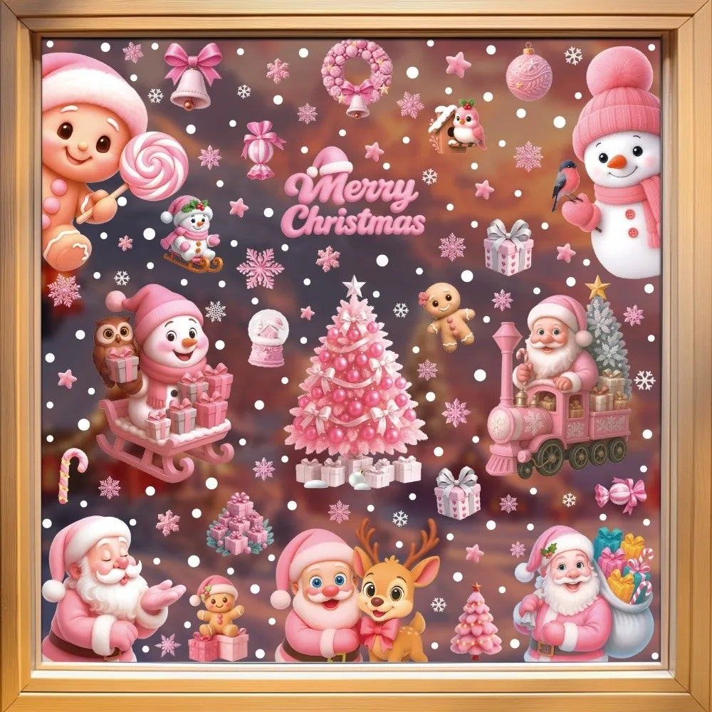 Waterproof PVC Christmas Window Stickers – Santa & Snowflake