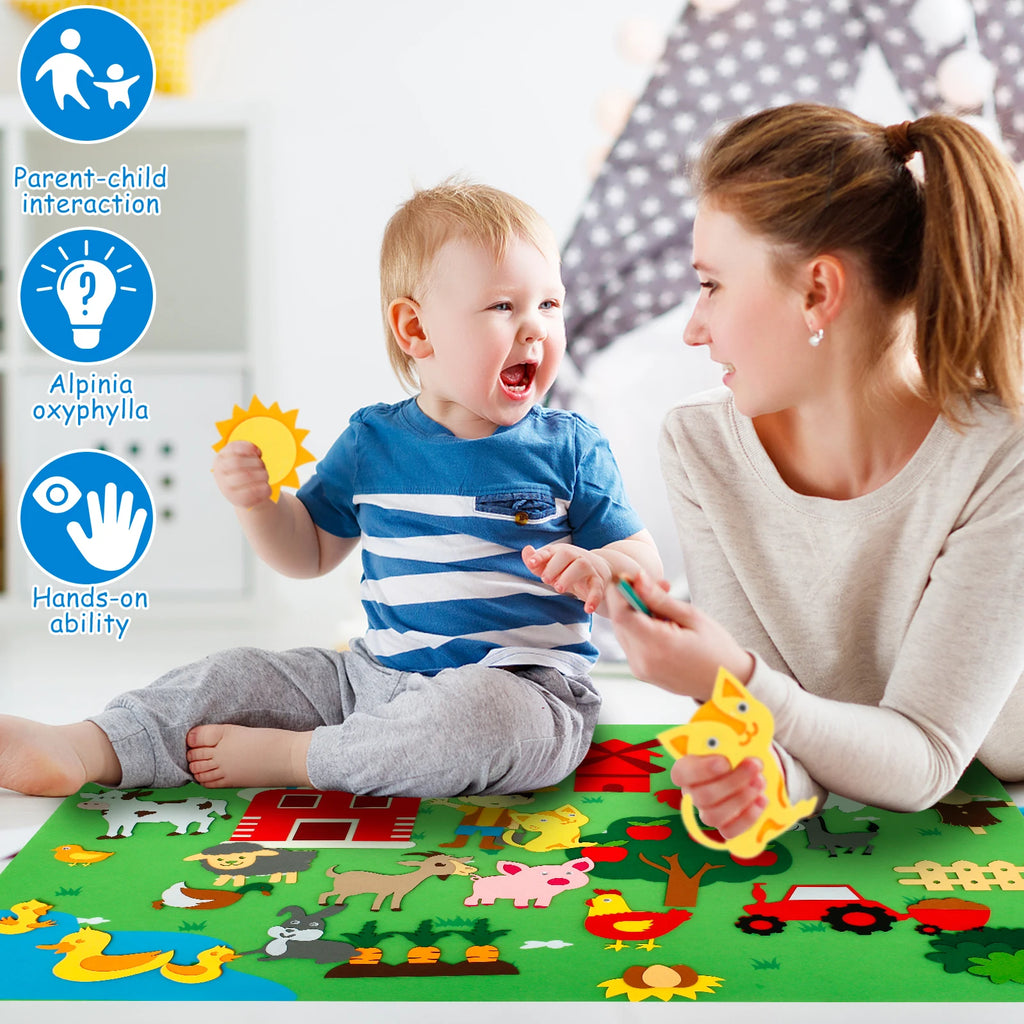Farm Animals Felt Story Board Set – Toddler Learning Toy Felt Story Board Set Nixie