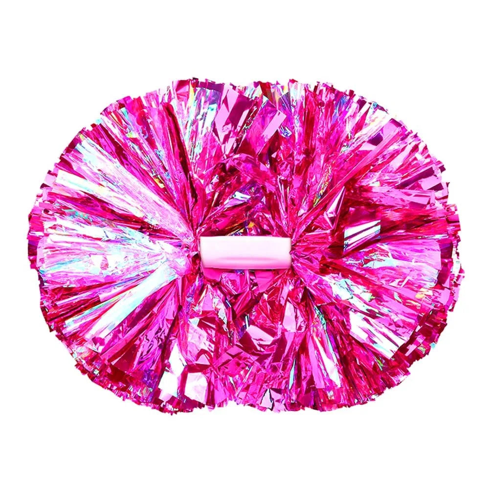 Colorful Cheerleader Pom Poms 30x37cm – Metallic Dance Props Cheerleading Pom Poms Nixie Rose Red