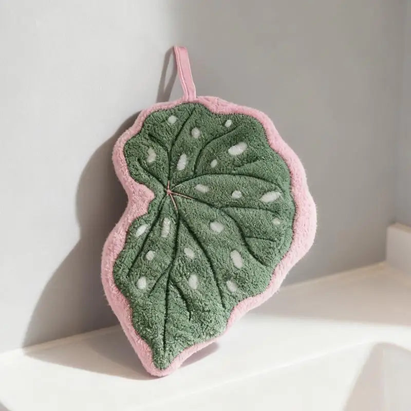 Leaf-Shaped Hand Towel – Soft Coral Fleece Hanging Towel Decorative Hand Towel Nixie
