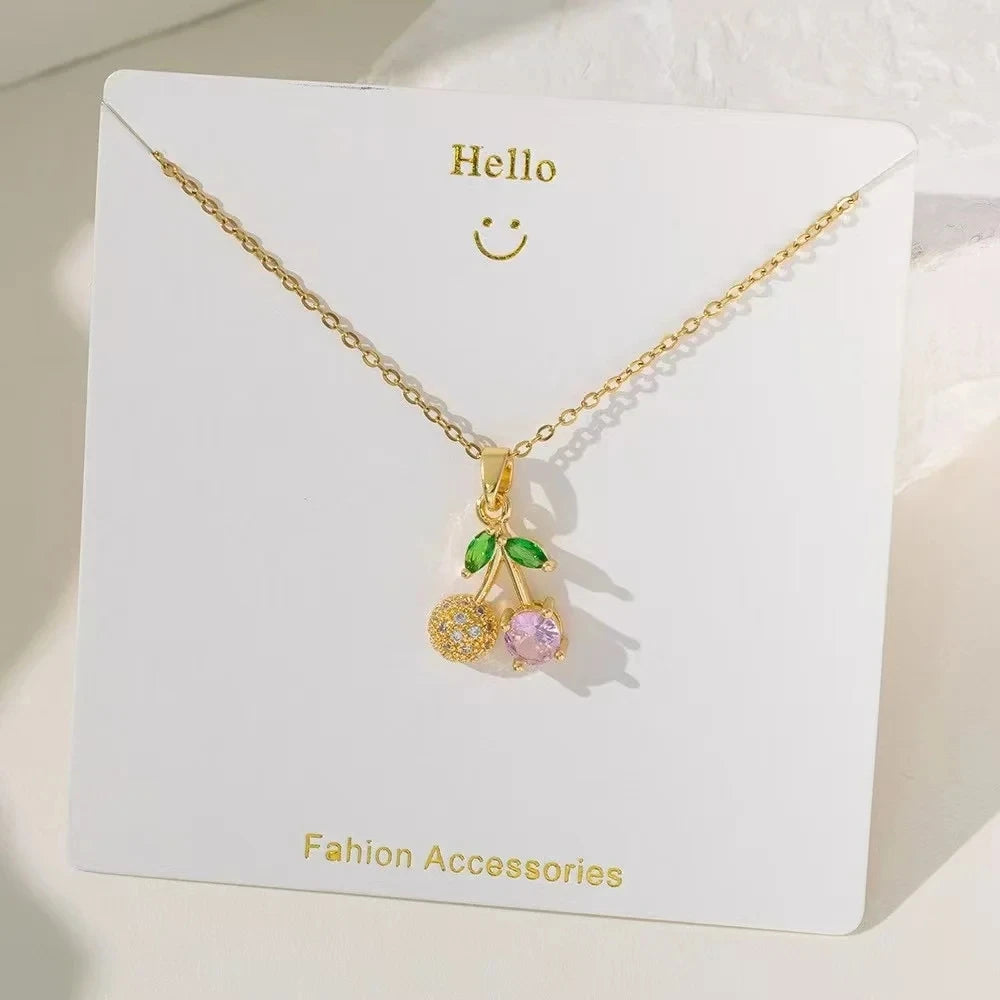 Fruit Copper Pendant Necklace Gold Plated Clavicle Chain Women Pendant Necklace Nixie