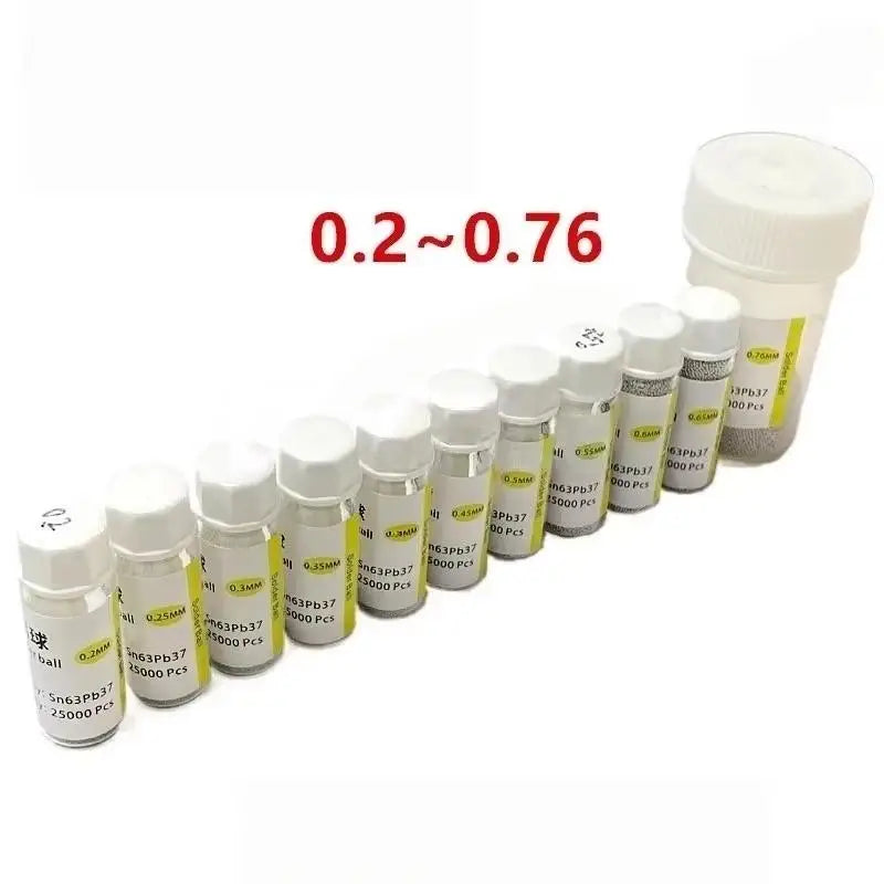 BGA Solder Balls 25K Sn63Pb37 0.2–0.76mm Reballing Kit BGA Solder Balls Nixie