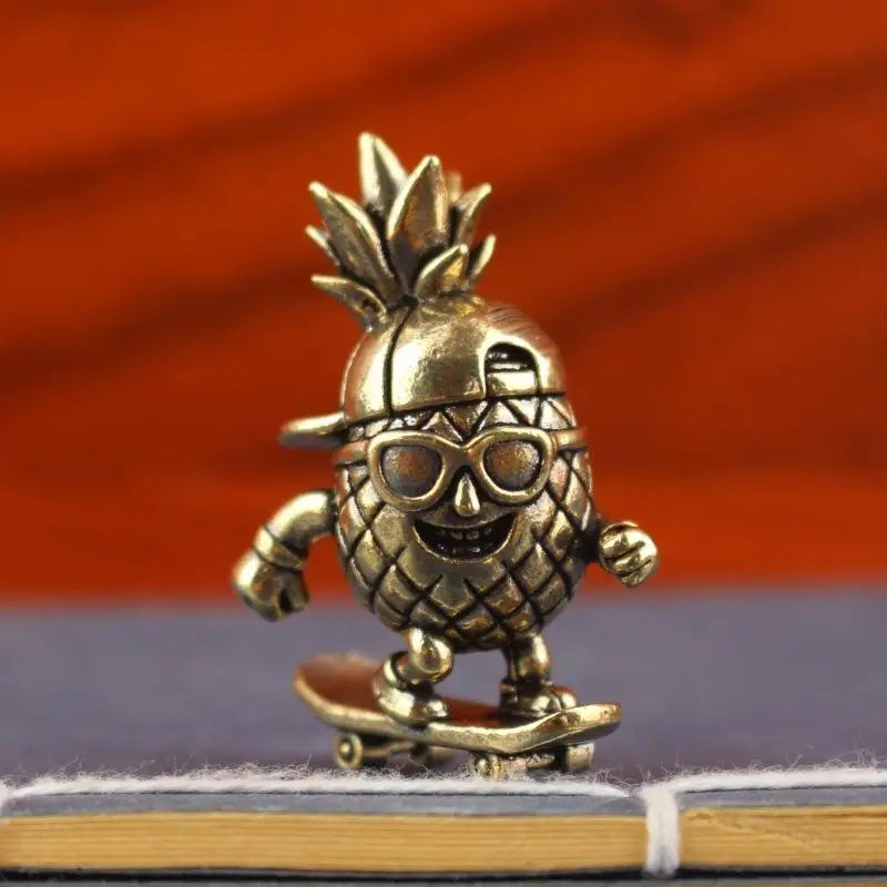 Brass Skateboarding Pineapple Figurine – Retro Desktop Ornament Decorative Figurine Nixie Default Title