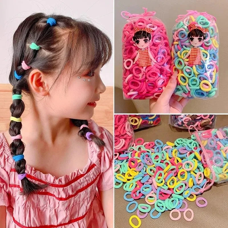 200–1000pcs Colorful Nylon Elastic Hair Bands for Women & Girls Elastic Hair Bands Nixie