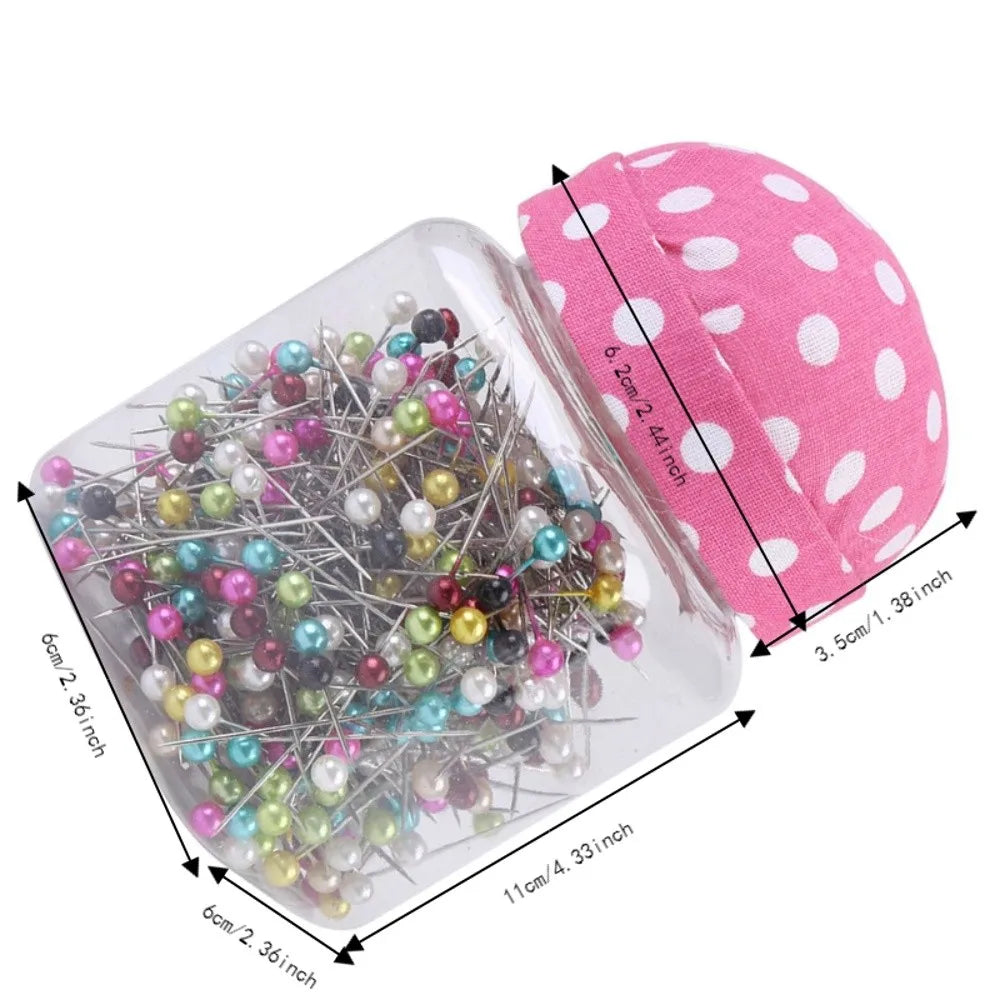 500pcs Pearl Head Sewing Pins with Pin Cushion Box – Colorful Sewing Pins Set Nixie
