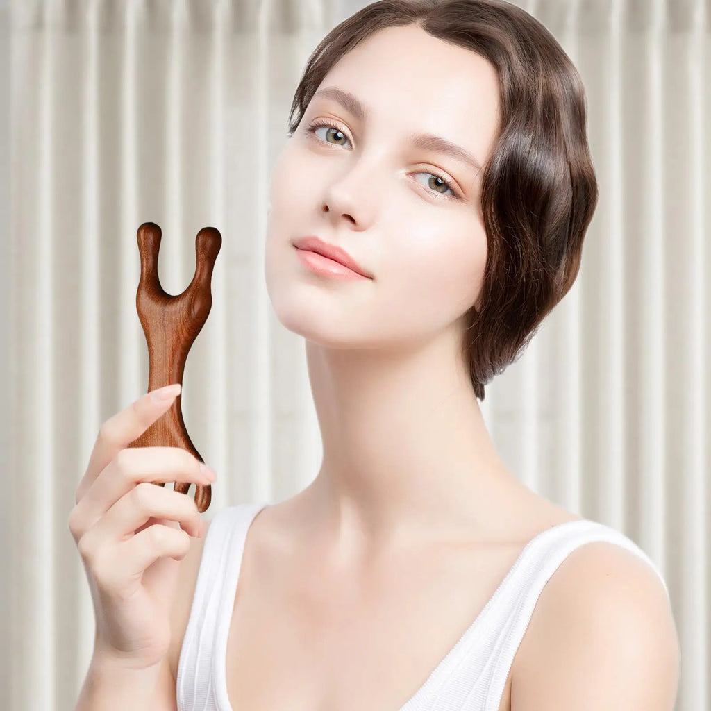 Sandalwood Deer Antler Scalp Massager Gua Sha Comb | Hair Care Scalp Massager Comb Nixie