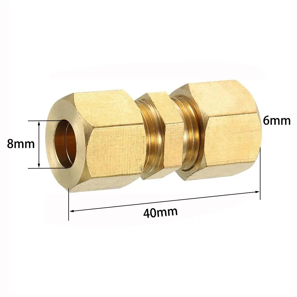 Brass Compression Union Straight Coupling – 4–16mm & Imperial Compression Pipe Fitting Nixie 6mm To 8mm