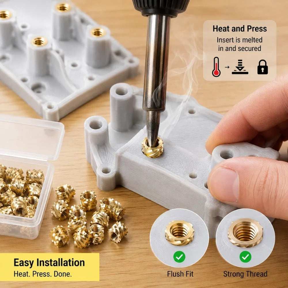 M3 Brass Heat Set Insert Nuts 5×4mm for 3D Printing & DIY Threaded Insert Nuts Nixie