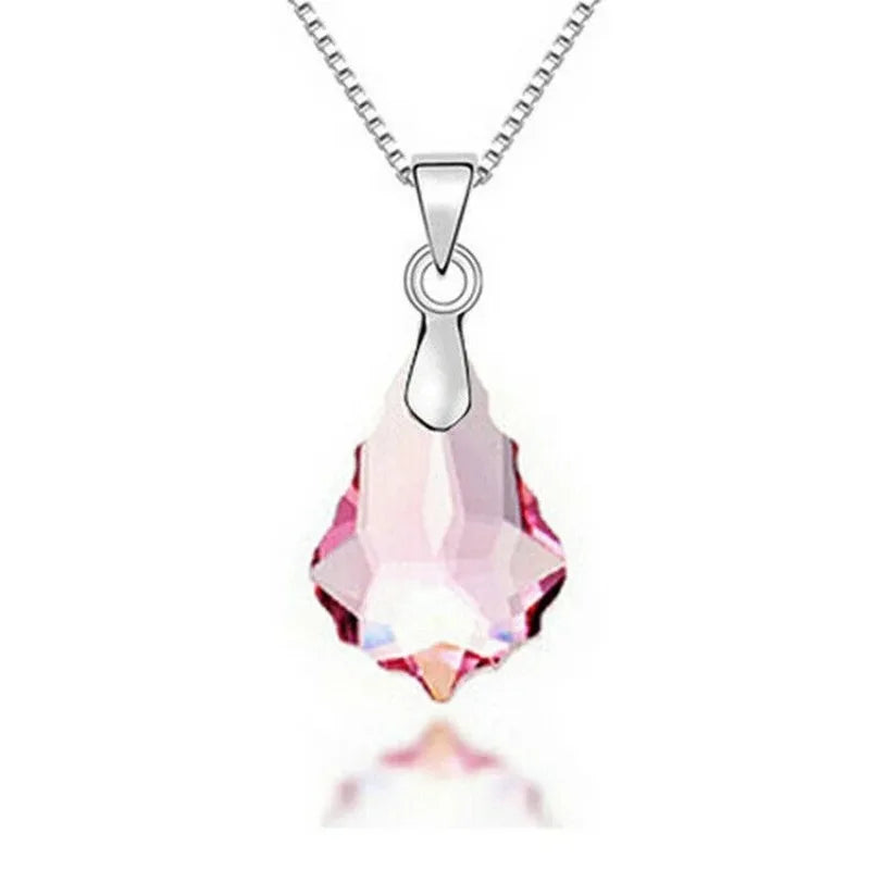Crystal Drop Necklace & Earrings Set | Pink Rhinestone Jewelry Jewelry Set Nixie