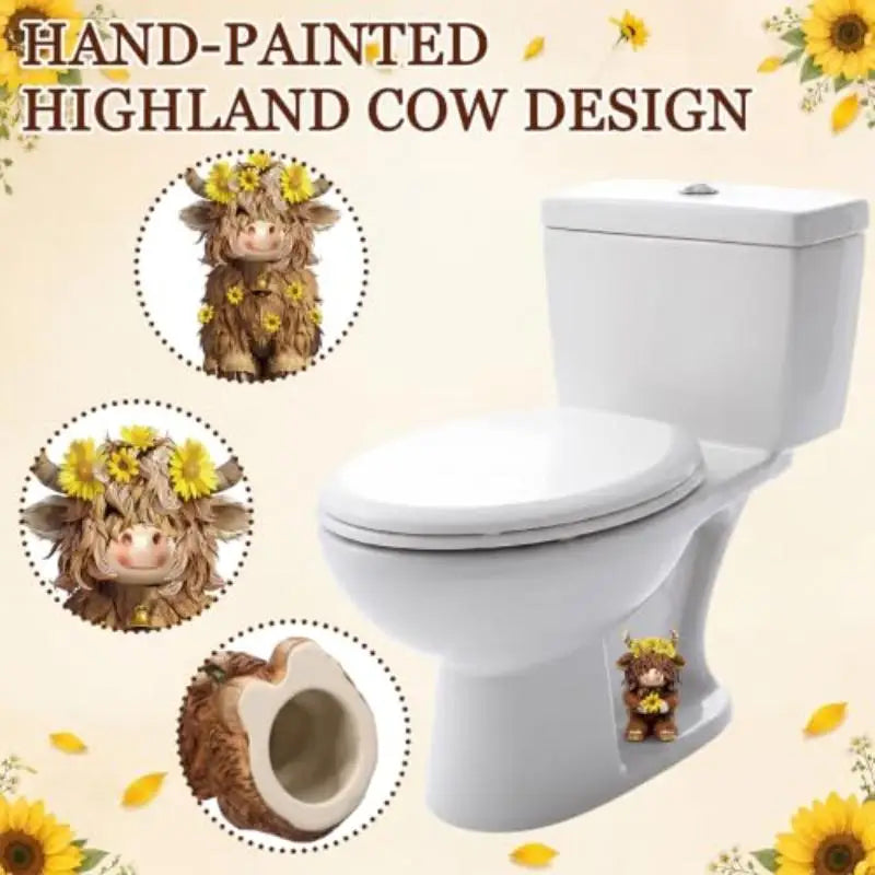 Resin Highland Cow Figurine Set – Sunflower Farmhouse Decor Resin Figurine Nixie