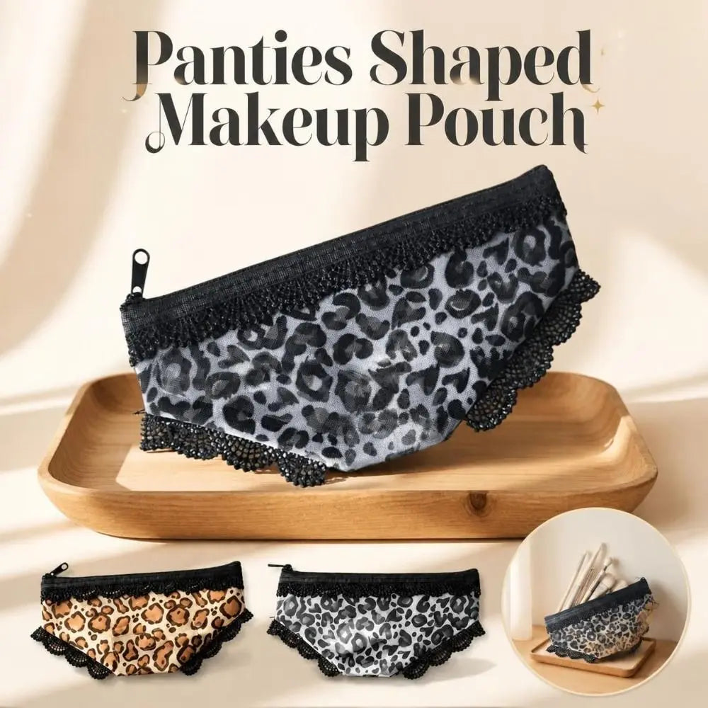 Leopard Print Mesh Cosmetic Bag – Novelty Zippered Makeup Pouch Cosmetic Bag Nixie