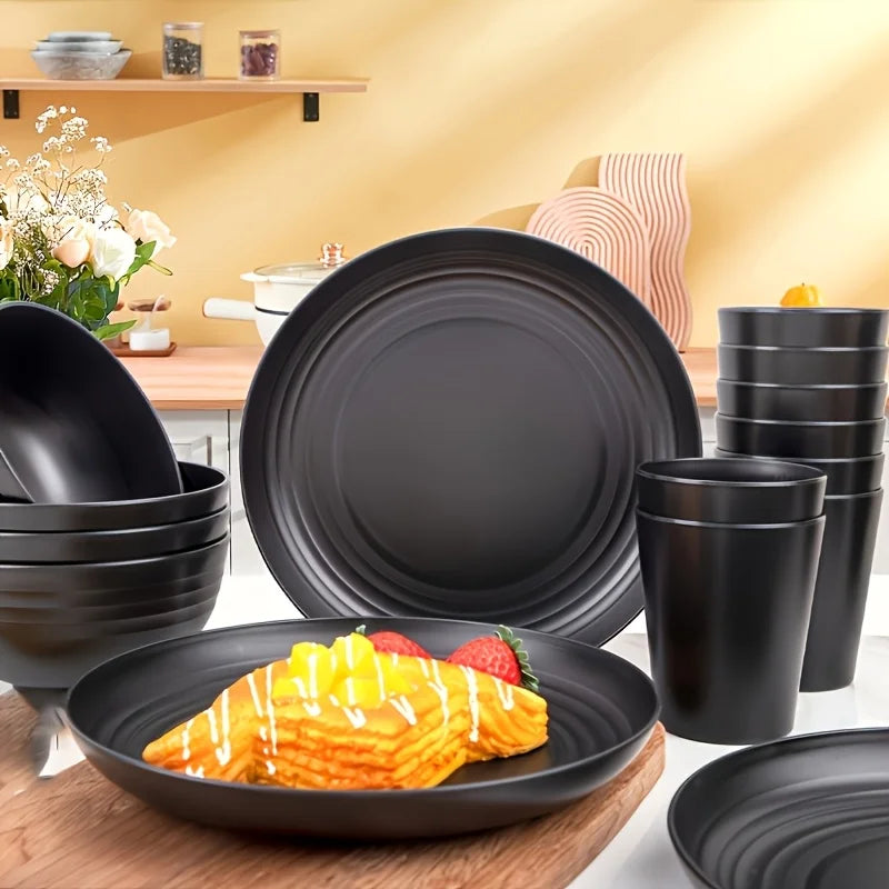 16-Pc Unbreakable Plastic Dinnerware Set | Microwave Safe Plastic Dinnerware Set Nixie
