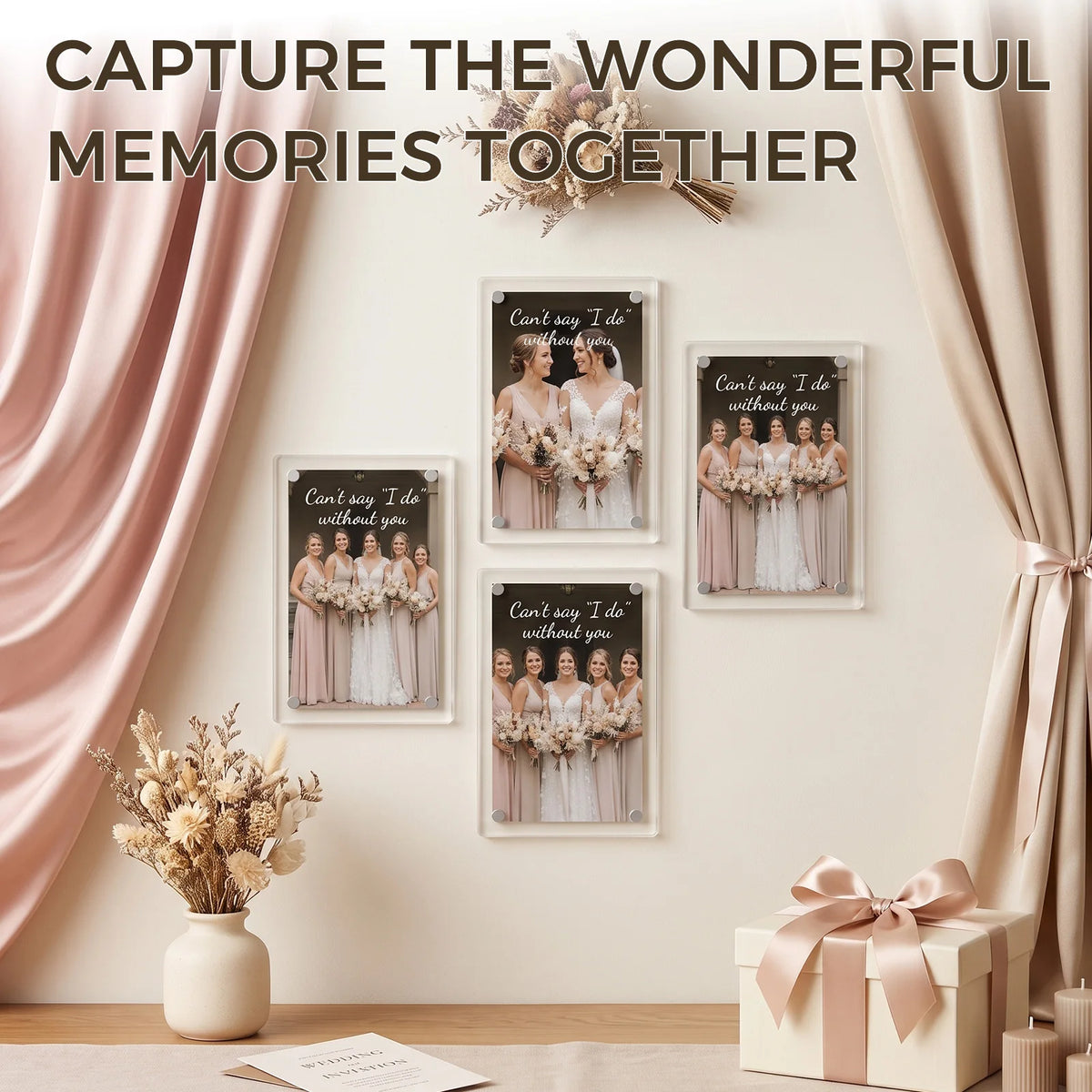 Magnetic Acrylic Photo Frames 6pc Set – Bridesmaid Wedding Gift Magnetic Photo Frame Nixie