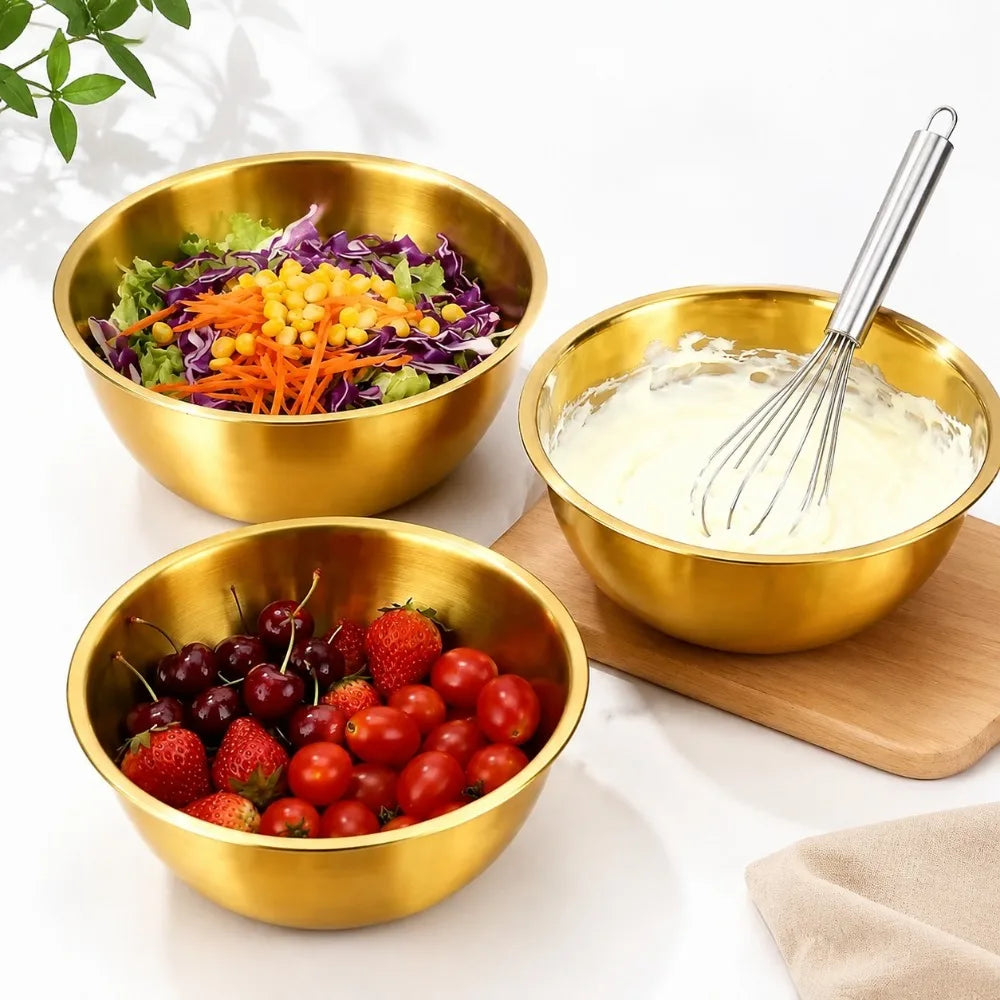 3-Piece Stainless Steel Mixing Bowls with Scale | Kitchen Set