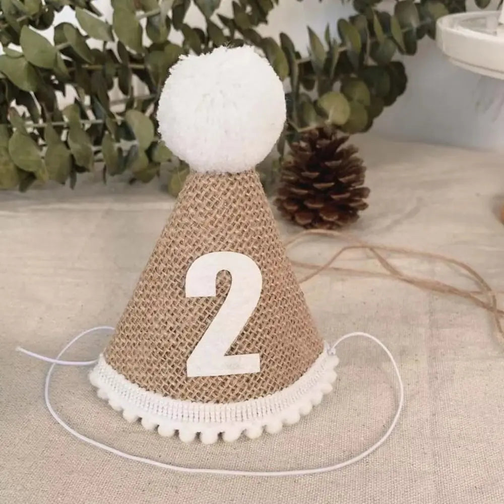 Burlap Baby Birthday Hat & Headband – Ages 1–3 Photo Prop