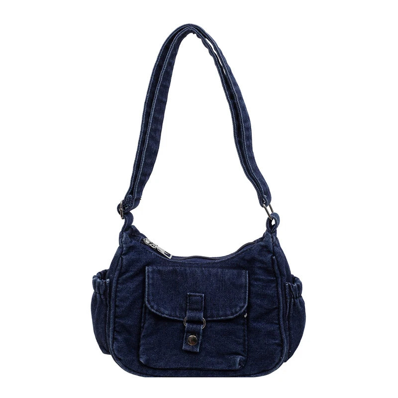 Korean Minimalist Denim Crossbody Crescent Bag for Women Denim Crossbody Bag Nixie