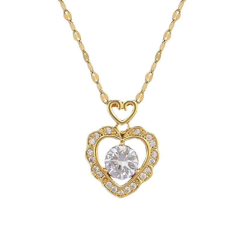 Women's Gold Heart Pendant Necklace – Stainless Steel Choker Pendant Necklace Nixie
