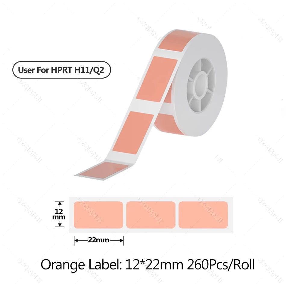 HPRT Q2 H11 Thermal Label Tape – Waterproof Adhesive Sticker Thermal Label Tape Nixie Orange 12-22mm