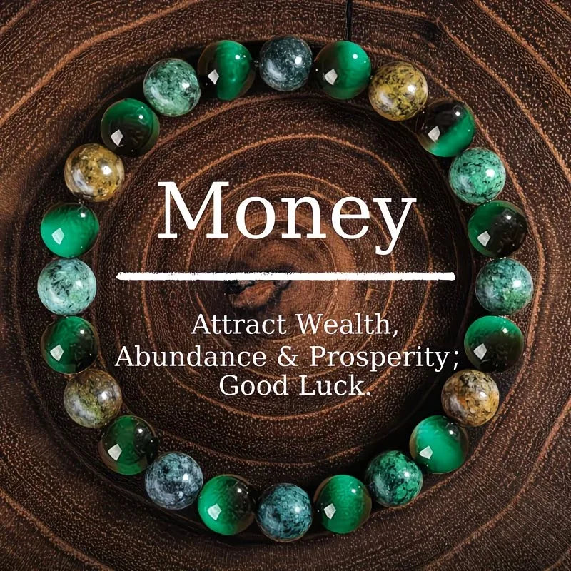 Natural Stone Bead Bracelet – Amethyst, Agate & Tiger Eye