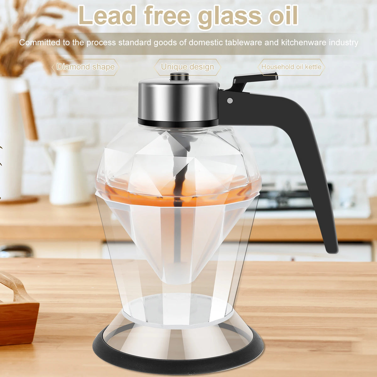Diamond Glass Honey Dispenser 200ml – Drip-Free Trigger Jar Honey Dispenser Jar Nixie