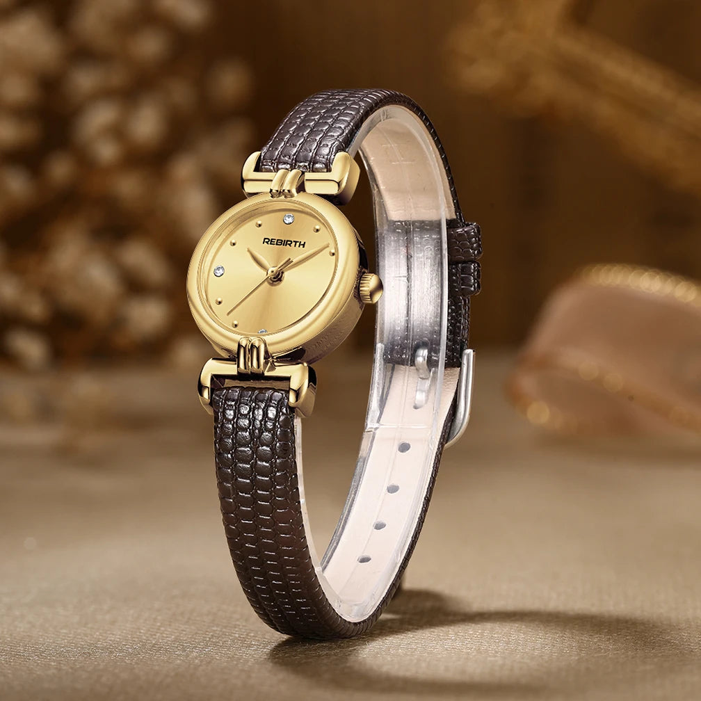 REBIRTH Retro Quartz Watch – Leather Band, Minimalist Dial Quartz Watch Nixie