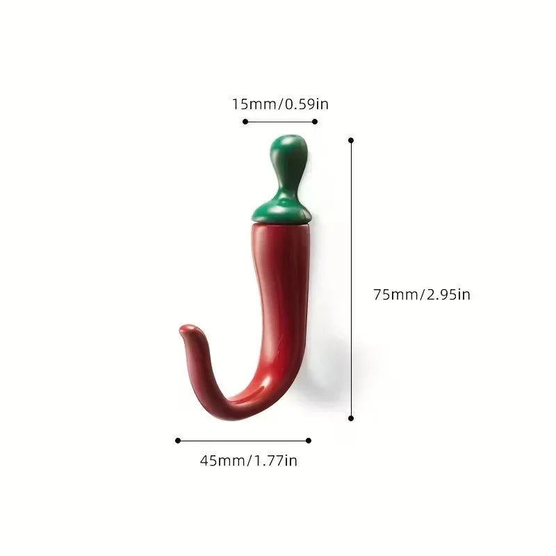 Pepper-Shaped Wall Hook | Zinc Alloy Red Painted Finish